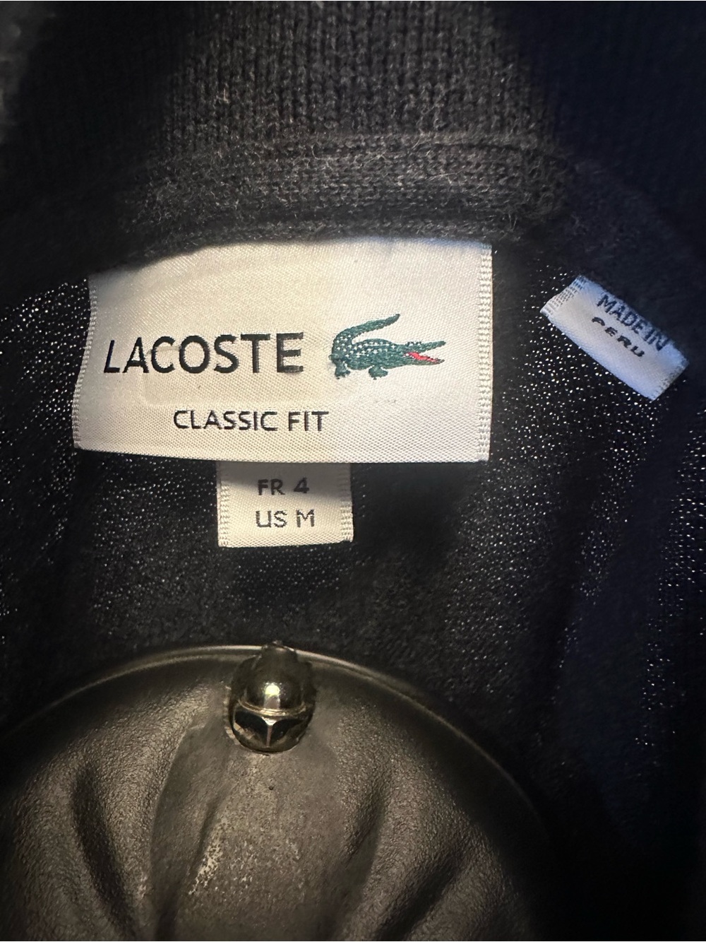 Lacoste charcoal gray short sleeve polo with Green Crocodile Logo
